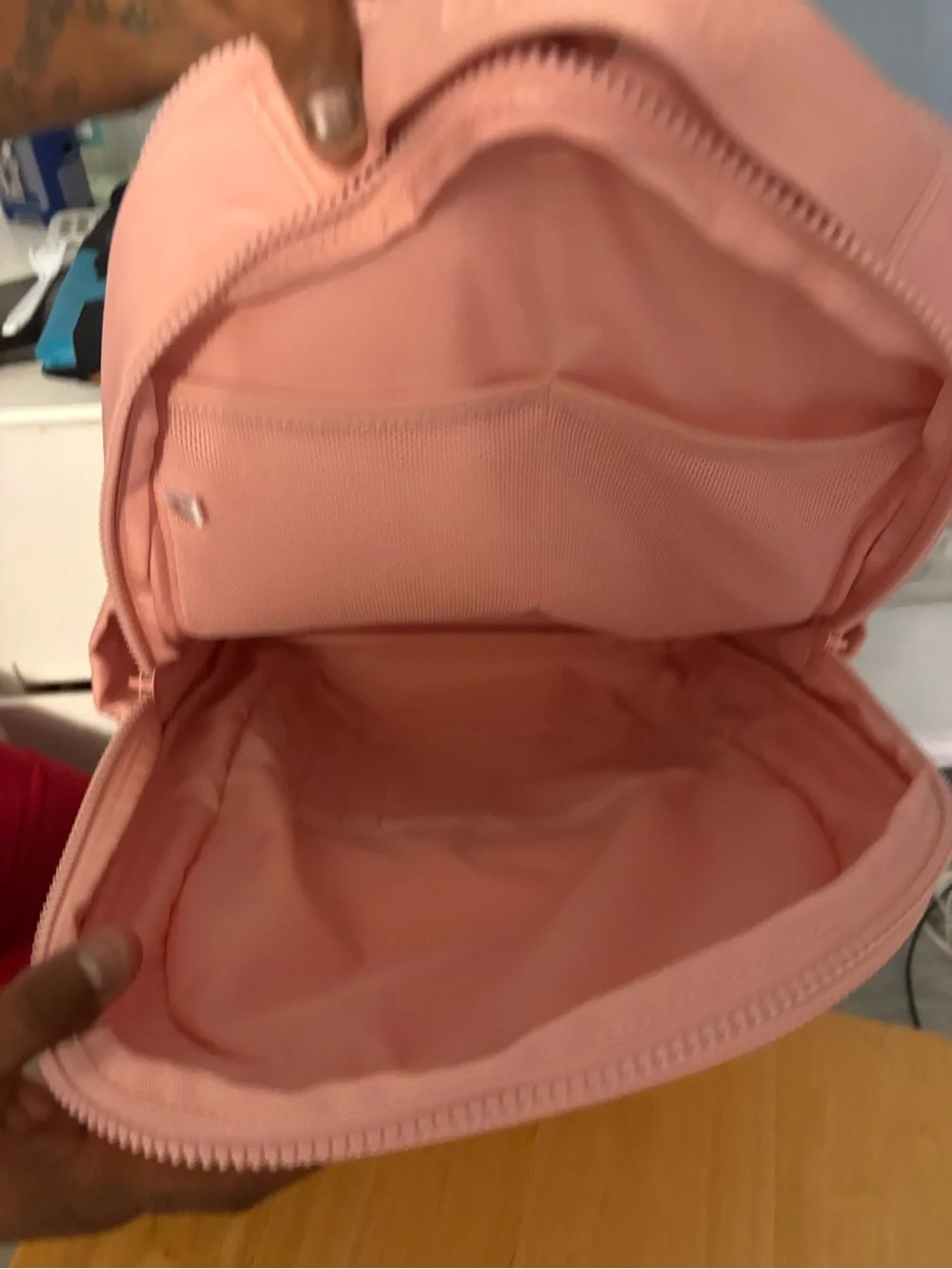 CROCS Pink Backpack with Rose Gold Slip-On Shoes